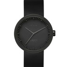 LEFF amsterdam PM Tube Watch D42 brushed stainless steel matte black with black leather strap waterproof Ø42x10,6mm