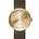 LEFF amsterdam Armbanduhr Tube Watch D42 aus gebürstem, rostfreiem Stahl, Messing-Gold mit braunem Lederarmband, wasserdicht Ø42x10,6mm
