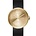 LEFF amsterdam PM Tube Watch D42 børstet rustfrit stål messing guld med sort læderrem vandtæt Ø42x10,6mm