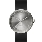 LEFF amsterdam PM Tube Watch D42 brushed stainless steel with black leather strap waterproof Ø42x10,6mm