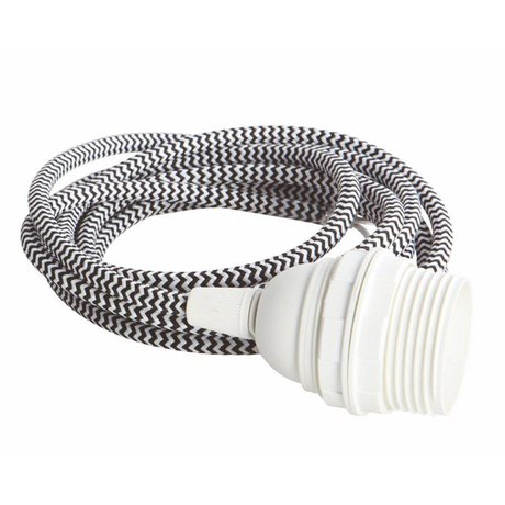 Housedoctor El-kabel med E27 sokkel, hvid / sort, 300cm