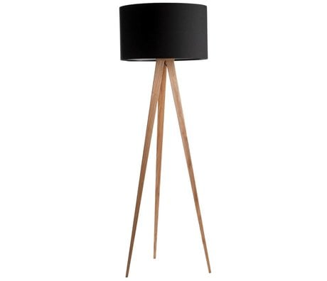 Zuiver Floor lamp tripod natural wood black 151x50cm