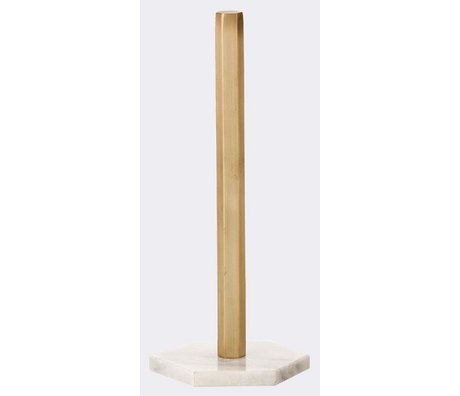 Ferm Living Kitchen roll holder in copper with foot marble 15x30cm