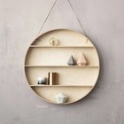 Ferm Living Mueble de pared hecha de madera con cuero lazo, naturaleza, Ø55cm