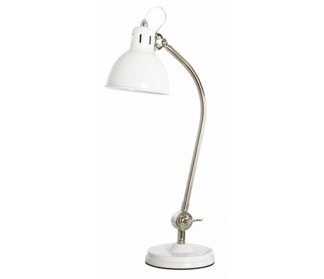 Housedoctor Lampada da tavolo 'Retro' di metallo, bianco / argento, H55cm