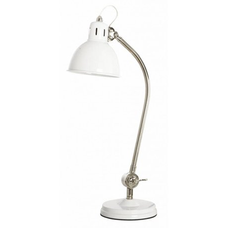 Housedoctor Lámpara de mesa de metal 'Retro', blanco / plata, H55cm