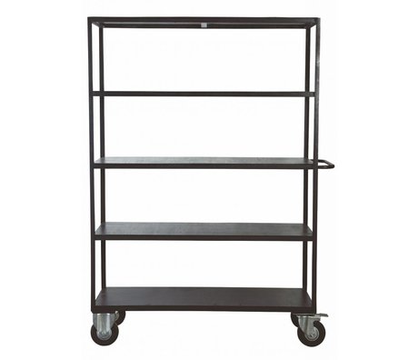 Housedoctor Muebles de almacenaje con ruedas de metal / madera, negro, 130x40x175 cm