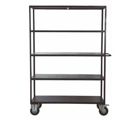Housedoctor Storage furniture on wheels made of metal / wood, black, 130x40x175 cm