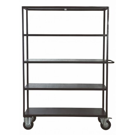 Housedoctor Aufbewahrungsmöbel auf Räder aus Metall/Holz, schwarz, 130x40x175 cm