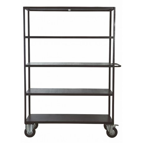 Housedoctor Storage furniture on wheels made of metal / wood, black, 130x40x175 cm