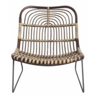 Housedoctor Chaise longue "Kawa" métal / rotin, noir / marron, 73x62x65 cm