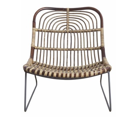 Housedoctor Lounge stolen 'Kawa' metal / rattan, sort / brun, 73x62x65 cm