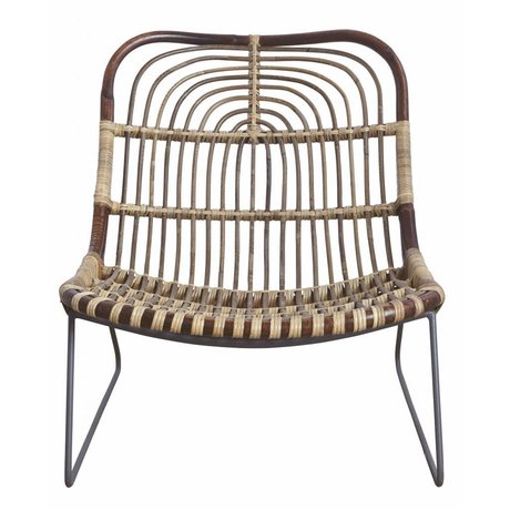 Housedoctor Lounge stolen 'Kawa' metal / rattan, sort / brun, 73x62x65 cm