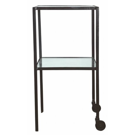 Housedoctor Carrello in metallo / vetro, nero, 40x40x80cm