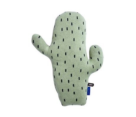 OYOY cojín de cactus verde 45x28,50x9cm de algodón negro