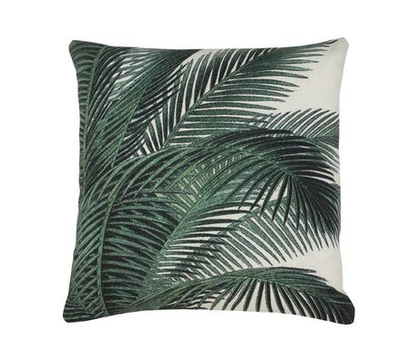 HK-living Cushion palm leaf green white cotton 45x45cm