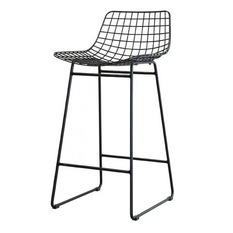 HK-living Barstool acier noir fil 42x47x89cm