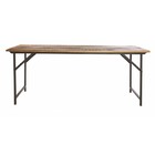 Housedoctor Dining table 'party' of metal / wood, gray / brown, 180x80x74 cm