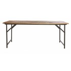 Housedoctor Tavolo da pranzo 'partito' di metallo / legno, grigio / marrone, 180x80x74 cm