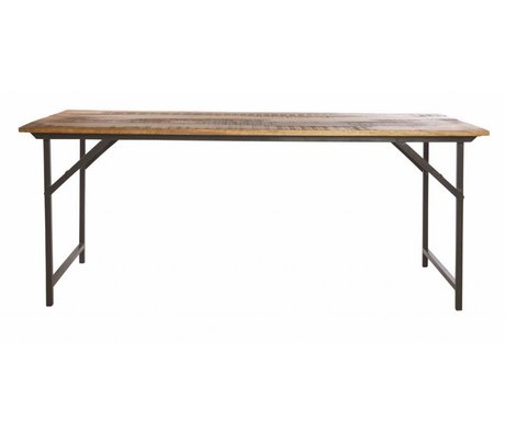 Housedoctor Table à manger 'party' de métal / bois, gris / brun, 180x80x74 cm