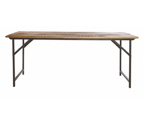 Housedoctor Tavolo da pranzo 'partito' di metallo / legno, grigio / marrone, 180x80x74 cm