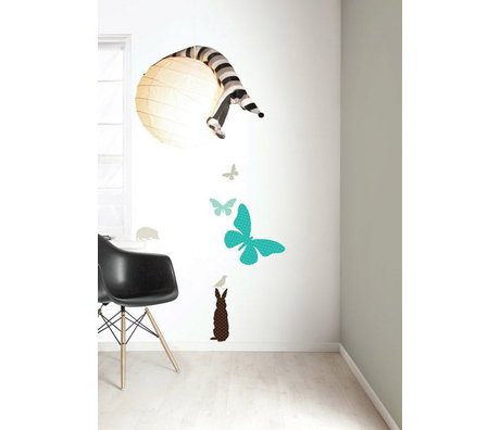 Kek Amsterdam Vinile Wall Sticker Set 'RAGAZZI Butterfly', blu / marrone