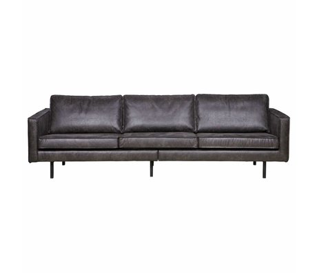 BePureHome Divano a 3 posti in pelle nera Rodeo 274x87x78cm