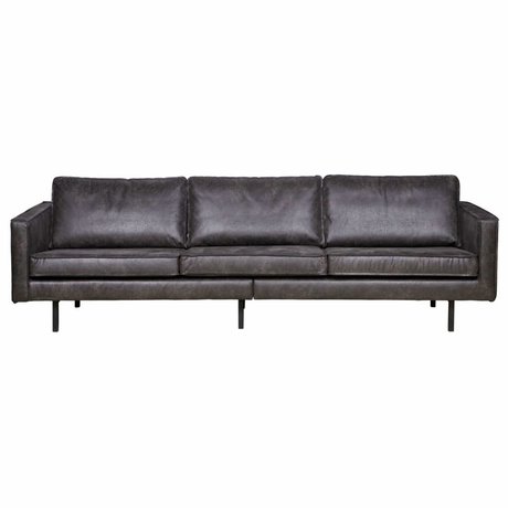 BePureHome Canapé 3 places en cuir noir Rodeo 274x87x78cm