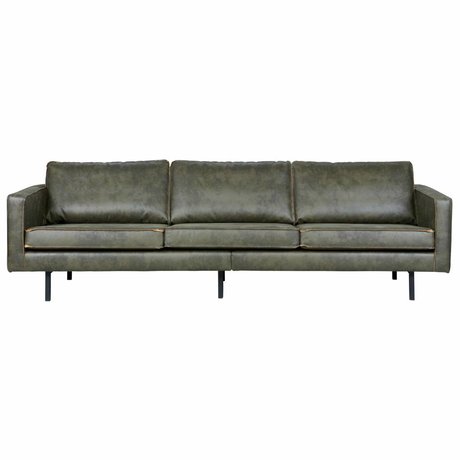 BePureHome 3-Sitzer-Sofa Rodeo Armee grünes Leder 85x277x86cm