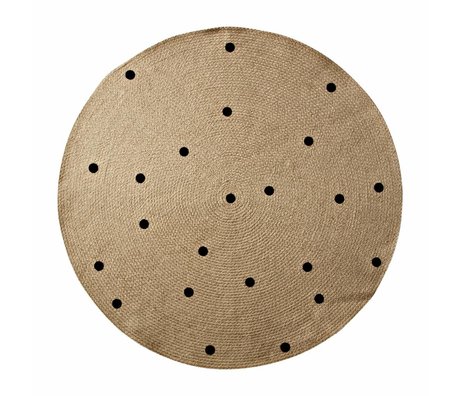 Ferm Living Tæppe Dots til naturlig sort ø100cm