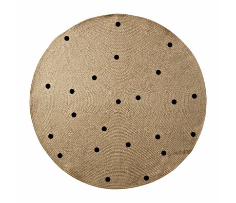 Ferm Living Teppich Dots um natürliche schwarze ø100cm