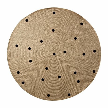 Ferm Living Tæppe Dots til naturlig sort ø100cm