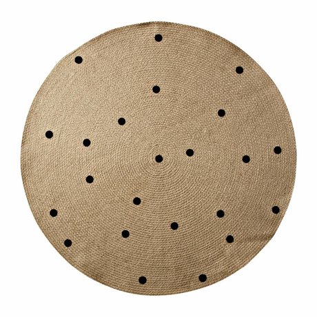 Ferm Living Teppich Dots um natürliche schwarze ø100cm