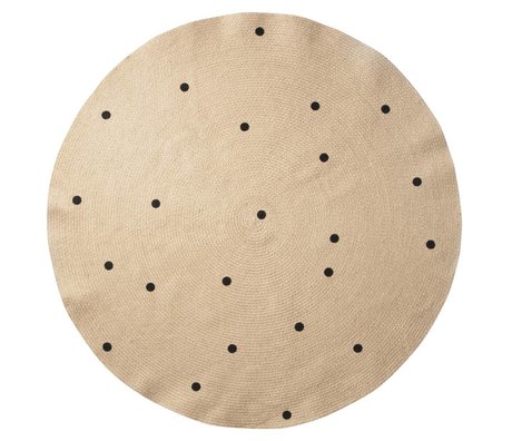 Ferm Living Tæppe Dots til naturlig sort ø130cm