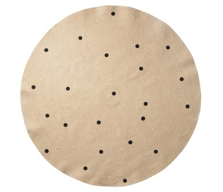 Ferm Living Teppich Dots um natürliche schwarze ø130cm