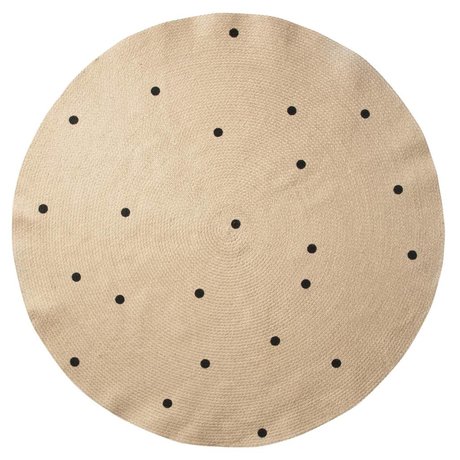 Ferm Living Teppich Dots um natürliche schwarze ø130cm