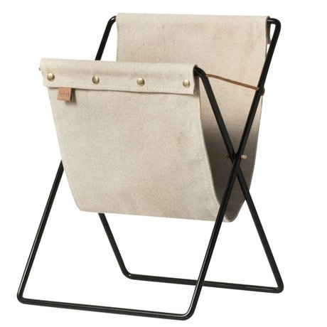 Ferm Living brown canvas Magazine portariviste in metallo 51x33x31cm nero