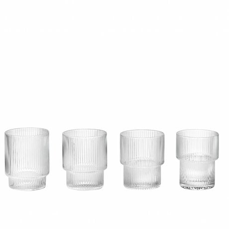 Ferm Living Ripple Glass transparent glass ø8,8x7cm set of 4