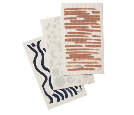 Ferm Living Asciugamani multi set multicolore di cellulosa / cotone 15,2x25,8cm di 3