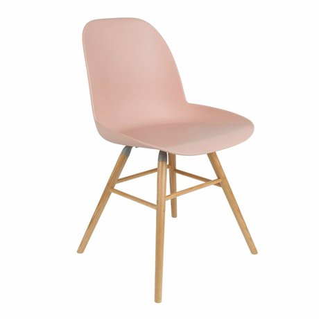 Zuiver Dining chair Albert Kuip pink plastic timber 51x49x60cm