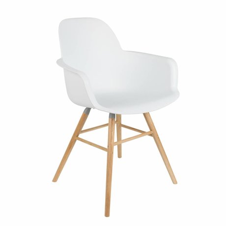 Zuiver Comedor silla 62x56x61cm Albert Kuip de madera de plástico blanco