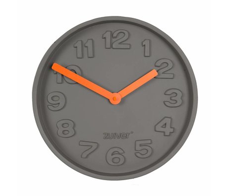 Zuiver Concrete TimeClock orange, gray with aluminum orange pointer 31,6x31,6x5cm