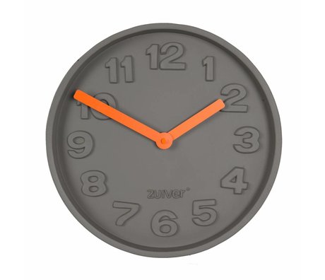 Zuiver Concrete TimeClock orange, gray with aluminum orange pointer 31,6x31,6x5cm