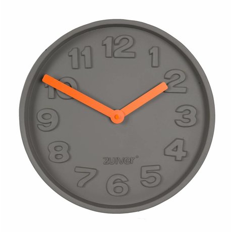 Zuiver Calcestruzzo arancio TimeClock, grigio con arancio alluminio puntatore 31,6x31,6x5cm