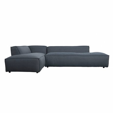 Zuiver Bank Fat Freddy 3 places long plastique bleu 308x103 / 88x72cm tissu gris gauche