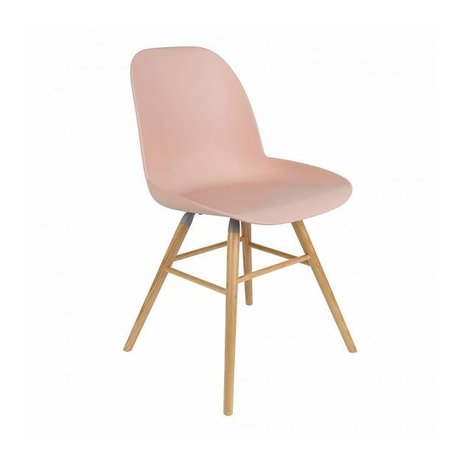 Zuiver Dining chair Albert Kuip pink plastic timber 62x56x61cm