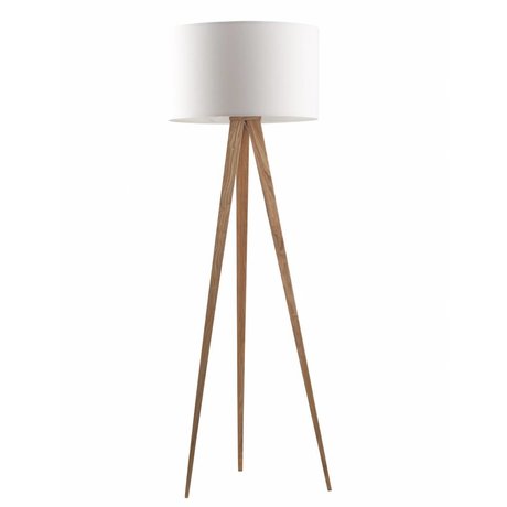 Zuiver Tripod floor lamp made of wood, natural / white, 151x50cm