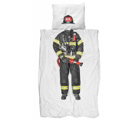 Snurk Linen 'fireman' of cotton, white / multicolor, 140x200 cm