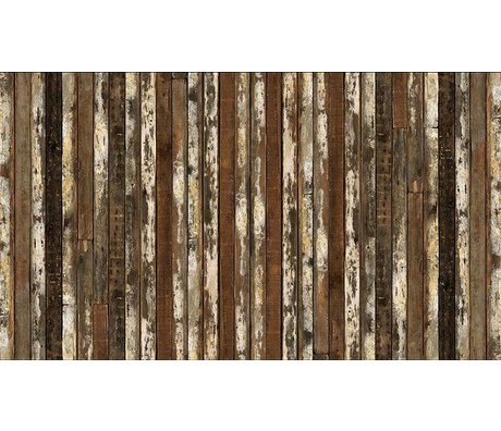 Piet Hein Eek La carta da parati 'Scrapwood 13 ", marrone / bianco, 900 x 48,7 centimetri