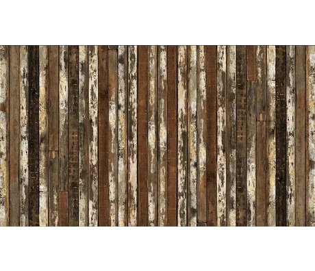 Piet Hein Eek Wallpaper 'Scrapwood 13 "-papir, brun / hvid, 900 x 48,7 cm